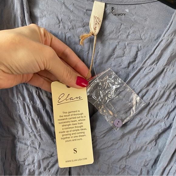 Elan Tie Front Top Dusty Blue S - Picture 2 of 6